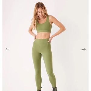 Frank and Oak High Waisted Leggings with Pockets in Olive